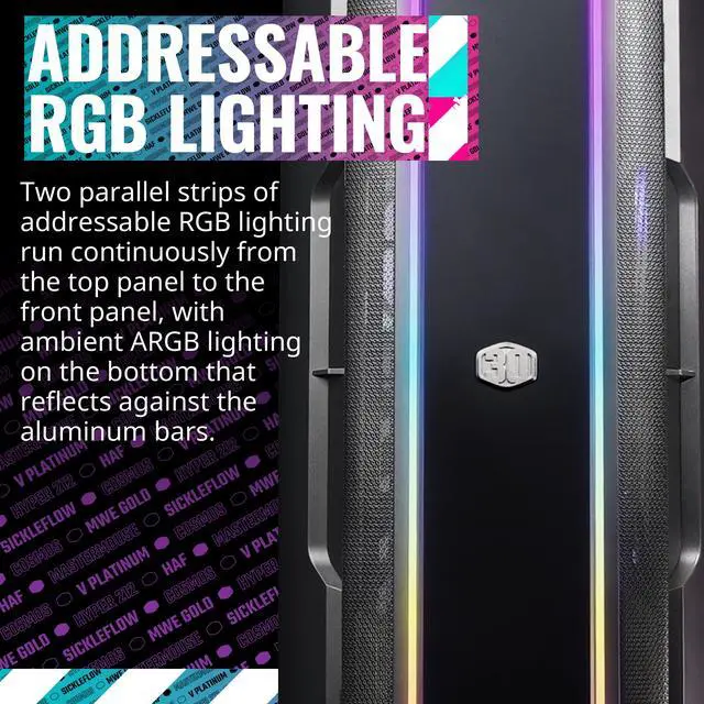 Alt view image 6 of 13 - Cooler Master Cosmos Infinity 30th Anniversary C700M E-ATX Full-Tower Curved Tempered Glass Panel, Riser Cable PCIe 4.0, Diverse Liquid Cooling, Type-C, Customizable ARGB (MCC-C700M-KHNN-S30)