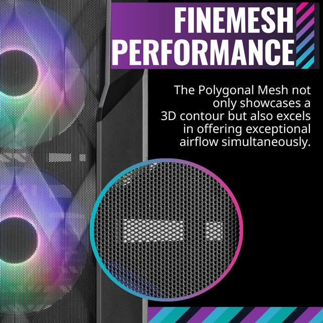 Alt view image 2 of 16 - Cooler Master TD500 Mesh V2 Black Gaming Airflow ATX Mid-Tower Case, Polygonal Mesh Panel, Crystalline Tempered Glass, 3x 120mm ARGB Fans, USB 3.2 Gen 2 Type C, 360 Radiator (TD500V2-KGNN-S00)