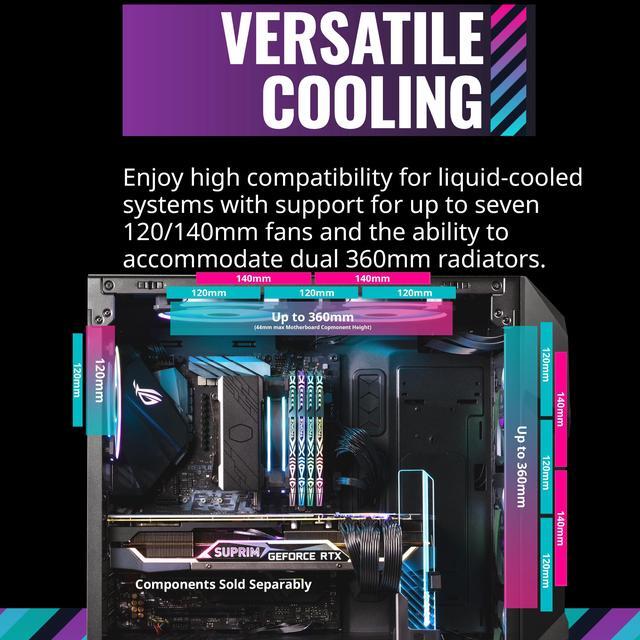 Alt view image 4 of 16 - Cooler Master TD500 Mesh V2 Black Gaming Airflow ATX Mid-Tower Case, Polygonal Mesh Panel, Crystalline Tempered Glass, 3x 120mm ARGB Fans, USB 3.2 Gen 2 Type C, 360 Radiator (TD500V2-KGNN-S00)