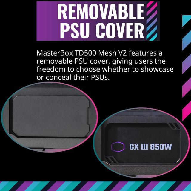 Alt view image 8 of 16 - Cooler Master TD500 Mesh V2 Black Gaming Airflow ATX Mid-Tower Case, Polygonal Mesh Panel, Crystalline Tempered Glass, 3x 120mm ARGB Fans, USB 3.2 Gen 2 Type C, 360 Radiator (TD500V2-KGNN-S00)