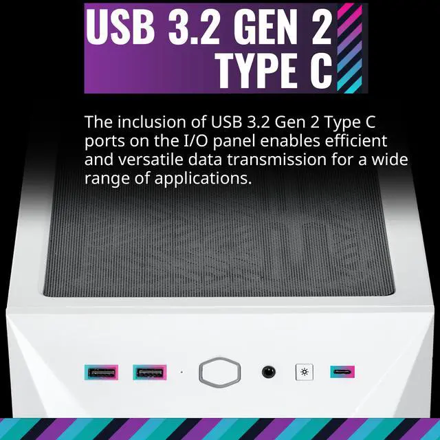 Alt view image 9 of 16 - Cooler Master TD500 Mesh V2 White Gaming Airflow ATX Mid-Tower Case, Polygonal Mesh Panel, Crystalline Tempered Glass, 3x 120mm ARGB Fans, USB 3.2 Gen 2 Type C, 360 Radiator (TD500V2-WGNN-S00)