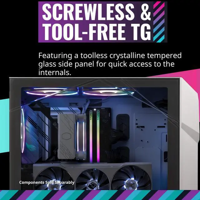 Alt view image 10 of 16 - Cooler Master TD500 Mesh V2 White Gaming Airflow ATX Mid-Tower Case, Polygonal Mesh Panel, Crystalline Tempered Glass, 3x 120mm ARGB Fans, USB 3.2 Gen 2 Type C, 360 Radiator (TD500V2-WGNN-S00)