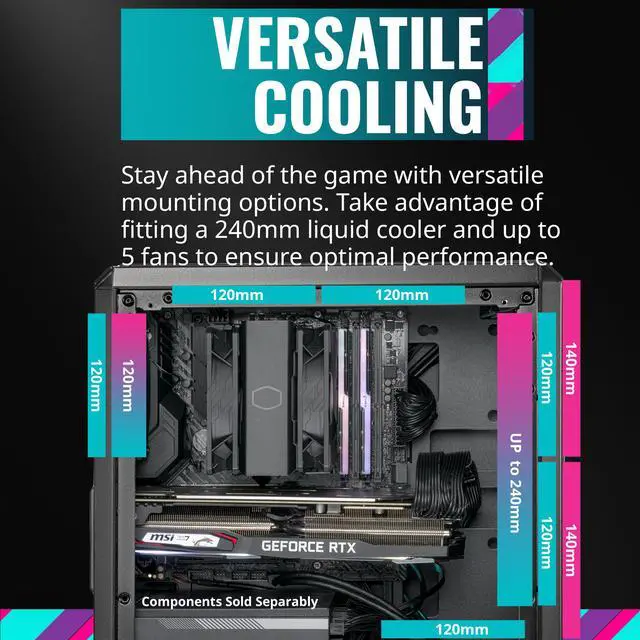 Alt view image 6 of 14 - Cooler Master Q300L V2 Micro-ATX Tower, Magnetic Patterned Dust Filter, USB 3.2 Gen 2x2 (20GB), Tempered Glass Panel, CPU Coolers Max 159mm, GPU Max 360mm, Fully Ventilated Airflow (Q300LV2-KGNN-S00)