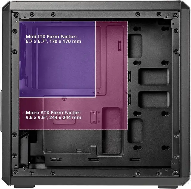 Alt view image 12 of 14 - Cooler Master Q300L V2 Micro-ATX Tower, Magnetic Patterned Dust Filter, USB 3.2 Gen 2x2 (20GB), Tempered Glass Panel, CPU Coolers Max 159mm, GPU Max 360mm, Fully Ventilated Airflow (Q300LV2-KGNN-S00)