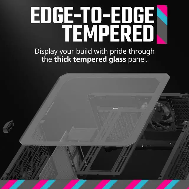 Alt view image 13 of 16 - Cooler Master QUBE 500 Flatpack Black Small High Airflow Mid-Tower ATX Customizable Gaming PC Case, Tempered Glass, Vertical GPU Mount, USB-C, Carrying Handle, Gem Mini (Q500-KGNN-S00)