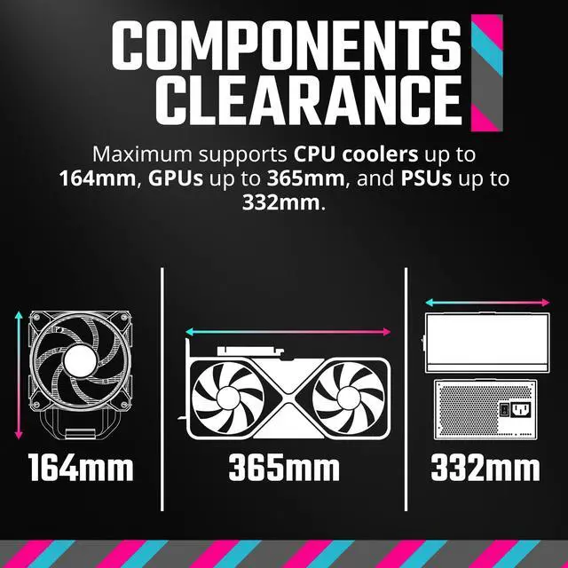 Alt view image 15 of 16 - Cooler Master QUBE 500 Flatpack Black Small High Airflow Mid-Tower ATX Customizable Gaming PC Case, Tempered Glass, Vertical GPU Mount, USB-C, Carrying Handle, Gem Mini (Q500-KGNN-S00)