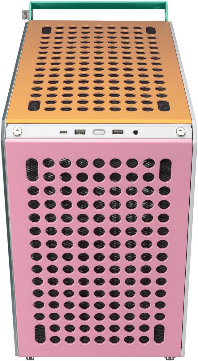 Alt view image 3 of 17 - Cooler Master QUBE 500 Flatpack Macaron Small High Airflow Mid-Tower ATX Customizable Gaming PC Case, Mint, Pink, Cream, Tempered Glass, Vertical GPU Mount, USB-C, Carrying Handle, Gem Mini (Q500-DGNN-S00)