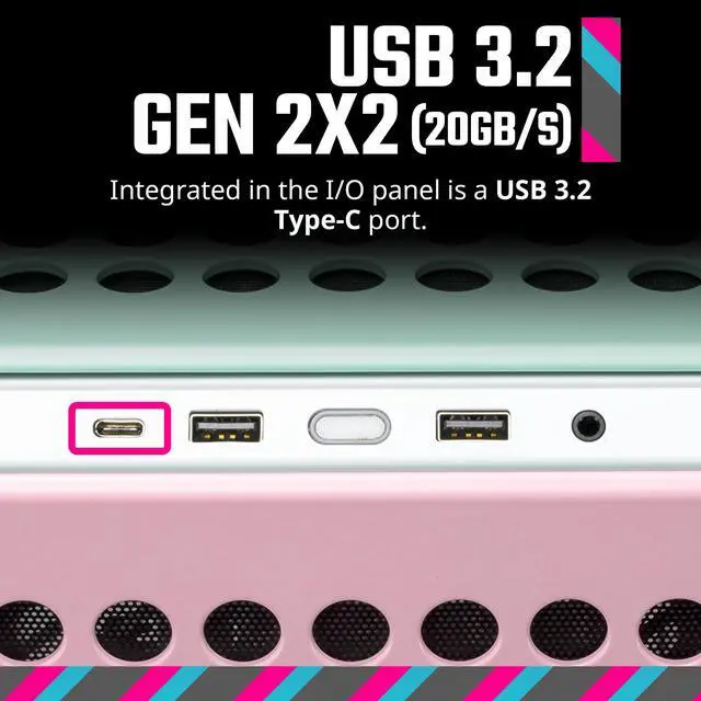 Alt view image 16 of 17 - Cooler Master QUBE 500 Flatpack Macaron Small High Airflow Mid-Tower ATX Customizable Gaming PC Case, Mint, Pink, Cream, Tempered Glass, Vertical GPU Mount, USB-C, Carrying Handle, Gem Mini (Q500-DGNN-S00)