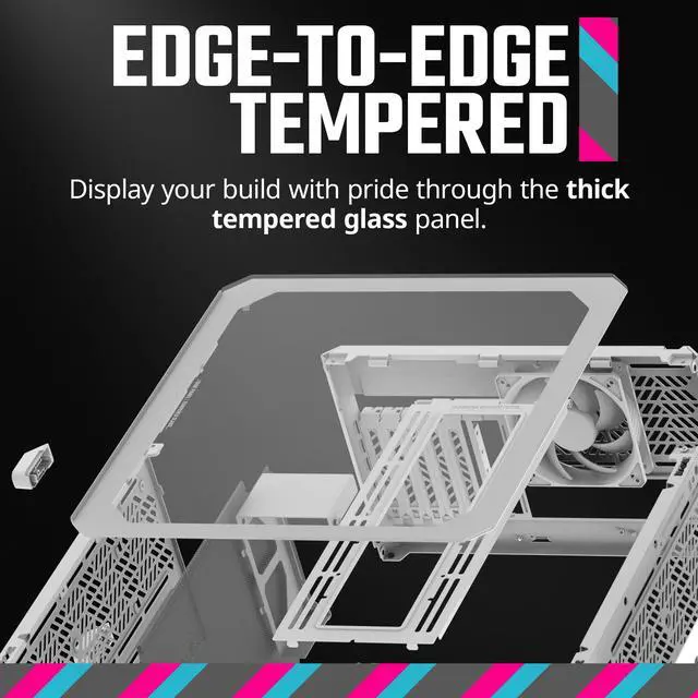 Alt view image 17 of 17 - Cooler Master QUBE 500 Flatpack Macaron Small High Airflow Mid-Tower ATX Customizable Gaming PC Case, Mint, Pink, Cream, Tempered Glass, Vertical GPU Mount, USB-C, Carrying Handle, Gem Mini (Q500-DGNN-S00)