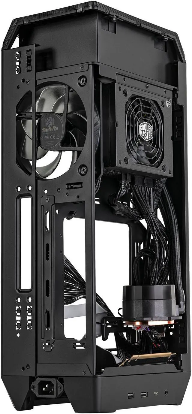 Alt view image 6 of 6 - Cooler Master NCORE 100 MAX Bronze ITX SFF Tower Case, Custom 120mm AIO, 850W SFX Gold ATX3.0 PSU, 4 Slot GPU, Vertical Mount GPU, PCIe 4.0 Riser, Anodized Aluminum, USB Type C, NR100-ZNNN85-SL0