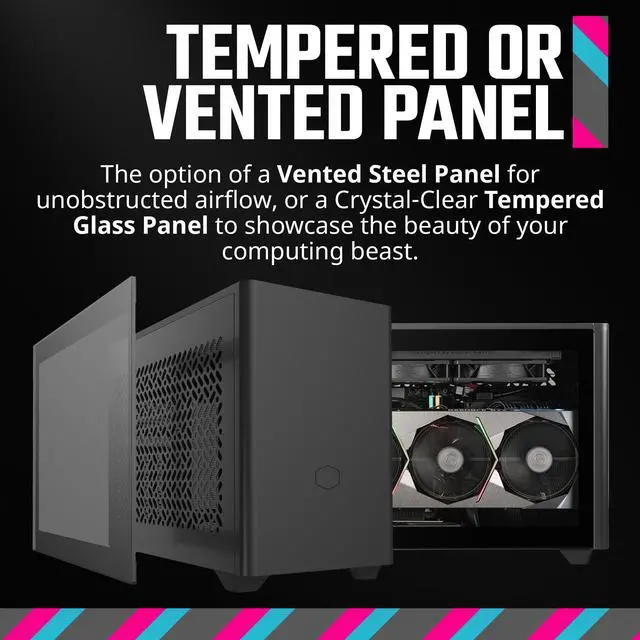 Alt view image 5 of 6 - Cooler Master NR200P V2 Mini-ITX 18L PC Case, Top-Mount 240mm|280mm Liquid Cooler, 356mm Vertical Mounting 3.5-Slot GPU, Tempered |Vented Panel, USB 3.2 Gen 2x2 Type C (NR200PV2-KCNN-S00)