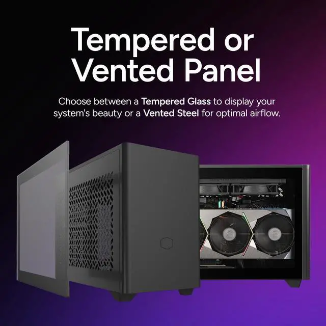 Alt view image 12 of 15 - Cooler Master NR200P V2 Mini-ITX PC Case Ready, SFX Fit PSU Ready to Install, 280mm AIO Support, 357mm Vertical GPU Mount, Designed Ready Nvidia RTX 5090 | AMD RX 9070 XT, Tempered Glass, DIY