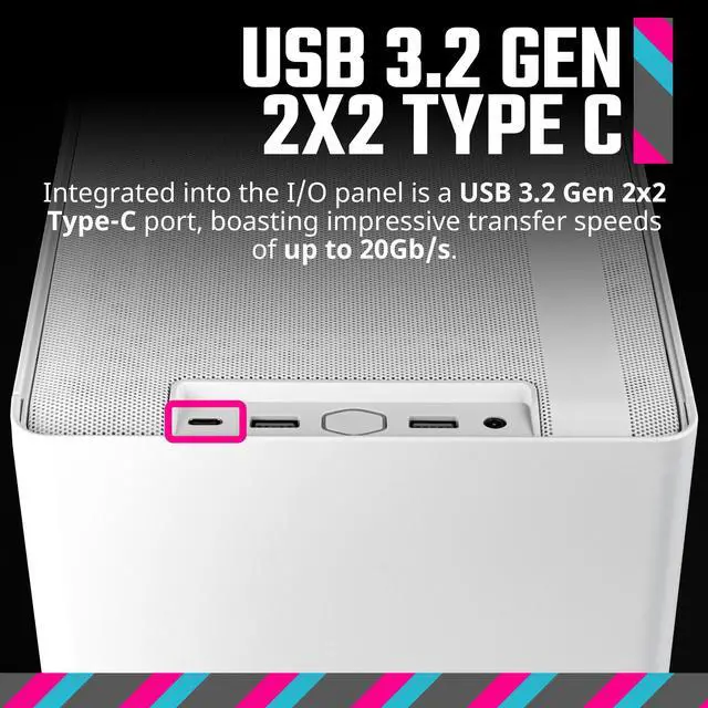 Alt view image 4 of 7 - Cooler Master NR200P V2 White Mini-ITX 18L PC Case, Top-Mount 240mm|280mm Liquid Cooler, 356mm Vertical Mounting 3.5-Slot GPU, Tempered |Vented Panel, USB 3.2 Gen 2x2 Type C (NR200PV2-WCNN-S00)