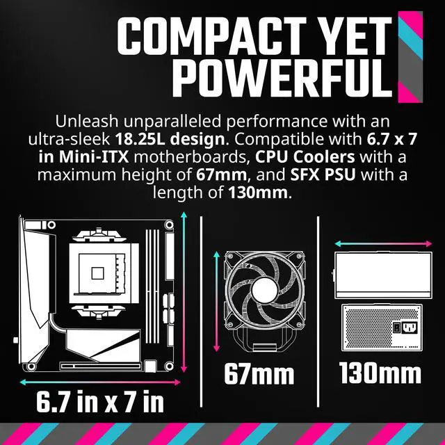 Alt view image 5 of 7 - Cooler Master NR200P V2 White Mini-ITX 18L PC Case, Top-Mount 240mm|280mm Liquid Cooler, 356mm Vertical Mounting 3.5-Slot GPU, Tempered |Vented Panel, USB 3.2 Gen 2x2 Type C (NR200PV2-WCNN-S00)
