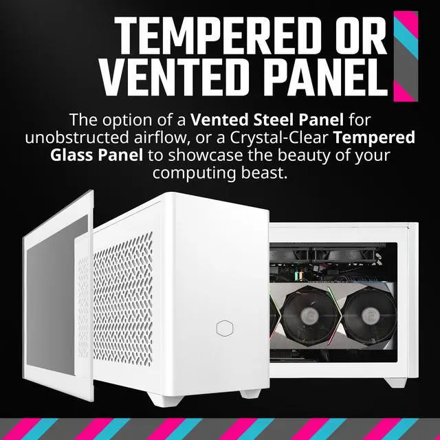 Alt view image 6 of 7 - Cooler Master NR200P V2 White Mini-ITX 18L PC Case, Top-Mount 240mm|280mm Liquid Cooler, 356mm Vertical Mounting 3.5-Slot GPU, Tempered |Vented Panel, USB 3.2 Gen 2x2 Type C (NR200PV2-WCNN-S00)