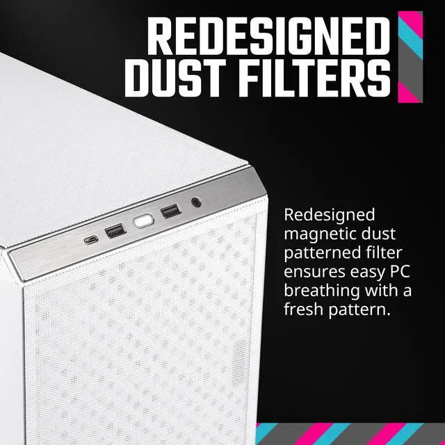 Alt view image 15 of 15 - Cooler Master Q300L V2 White Micro-ATX Tower, Magnetic Patterned Dust Filter, USB 3.2 Gen 2x2 (20GB), Tempered Glass, CPU Coolers Max 159mm, GPU Max 360mm, Fully Ventilated Airflow (Q300LV2-WGNN-S00)