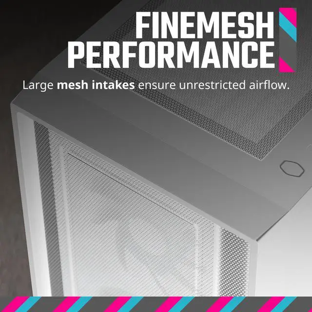 Alt view image 6 of 16 - Cooler Master MasterBox 600 ATX White Mid-Tower Case, Back-Connected Motherboard Asus|MSI|Gigabyte, 410mm GPU Max,*420mm AIO Max, Type C, Tempered Glass, Triple 140mm SickleFlow PWM, FineMesh Airflow