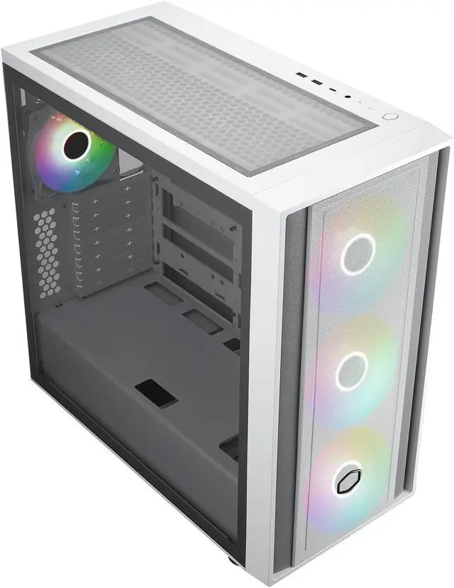 Alt view image 12 of 16 - Cooler Master MasterBox 600 ATX White Mid-Tower Case, Back-Connected Motherboard Asus|MSI|Gigabyte, 410mm GPU Max,*420mm AIO Max, Type C, Tempered Glass, Triple 140mm SickleFlow PWM, FineMesh Airflow