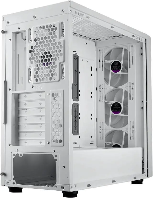 Alt view image 13 of 16 - Cooler Master MasterBox 600 ATX White Mid-Tower Case, Back-Connected Motherboard Asus|MSI|Gigabyte, 410mm GPU Max,*420mm AIO Max, Type C, Tempered Glass, Triple 140mm SickleFlow PWM, FineMesh Airflow