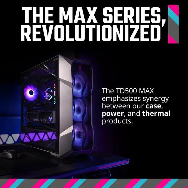 Alt view image 2 of 15 - Cooler Master TD500 MAX ATX Mid-Tower Case, Custom Atmos 360 MAX AIO, GX II Gold 850W ATX 3.0 PSU, Mobius 120P ARGB PWM Fan, Type C, Two-Stage Power Connector, Pre-Routed Cable Management