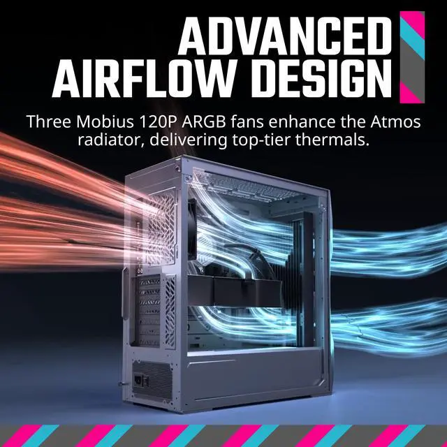 Alt view image 6 of 15 - Cooler Master TD500 MAX ATX Mid-Tower Case, Custom Atmos 360 MAX AIO, GX II Gold 850W ATX 3.0 PSU, Mobius 120P ARGB PWM Fan, Type C, Two-Stage Power Connector, Pre-Routed Cable Management