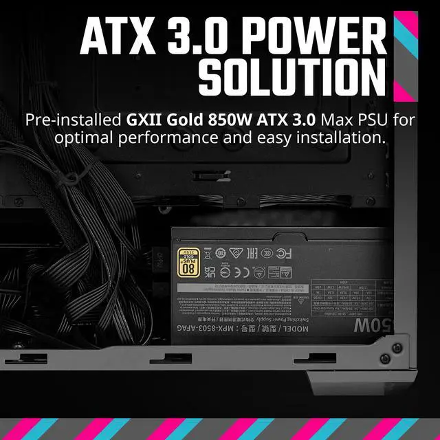 Alt view image 7 of 15 - Cooler Master TD500 MAX ATX Mid-Tower Case, Custom Atmos 360 MAX AIO, GX II Gold 850W ATX 3.0 PSU, Mobius 120P ARGB PWM Fan, Type C, Two-Stage Power Connector, Pre-Routed Cable Management