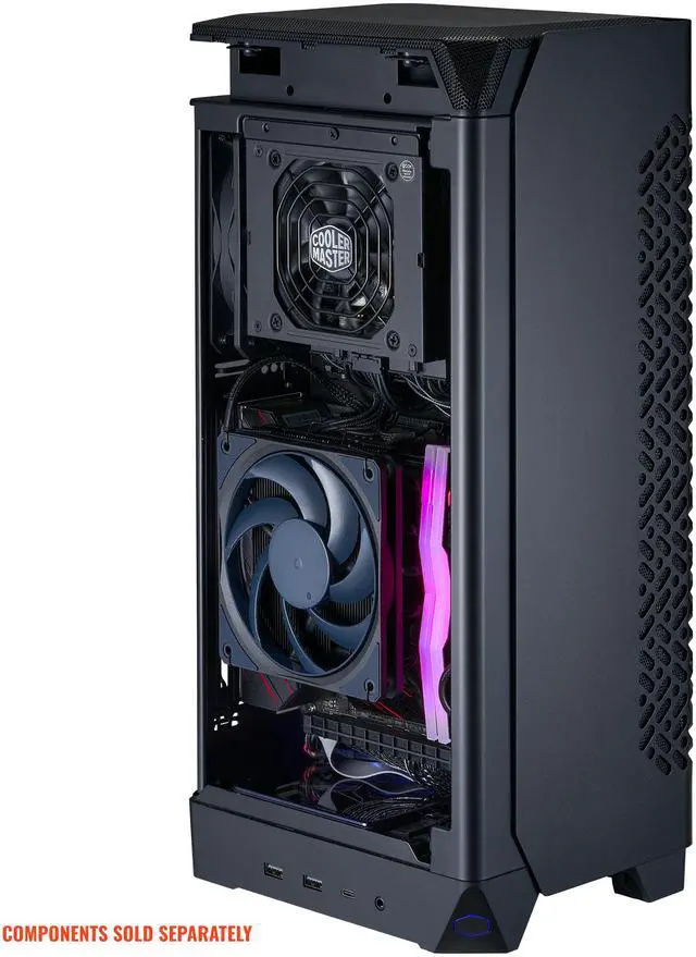 Alt view image 4 of 6 - Cooler Master NCORE 100 Air Mini-ITX PC Tower Case, Anodized Aluminum, 3 Slot Horizontal GPU Mount, Compatible RX 7900 XTX|RTX 4090, Compatible SFX PSU | Air Cooler Up To 70 mm, USB Type C