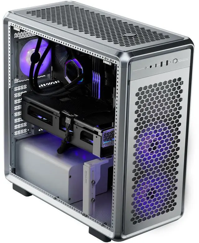 Alt view image 2 of 9 - Cooler Master MasterFrame 600 Silver FreeForm FineMesh Airflow ATX Mid-Tower Case, Aluminum Frame, Magnetic Side Panels, Customizable Internal, 410mm GPU Max, 420mm AIO Max, Type C, Tempered Glass