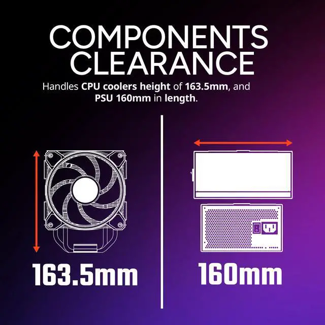 Alt view image 4 of 12 - Cooler Master Elite 302 White Micro-ATX High Airflow Minimalist PC Case, 365mm GPU Max, 280mm AIO Max, Type C, Tempered Glass, Triple 120mm aRGB PWM Fan, Intakes Grill, Breathable PSU Shroud