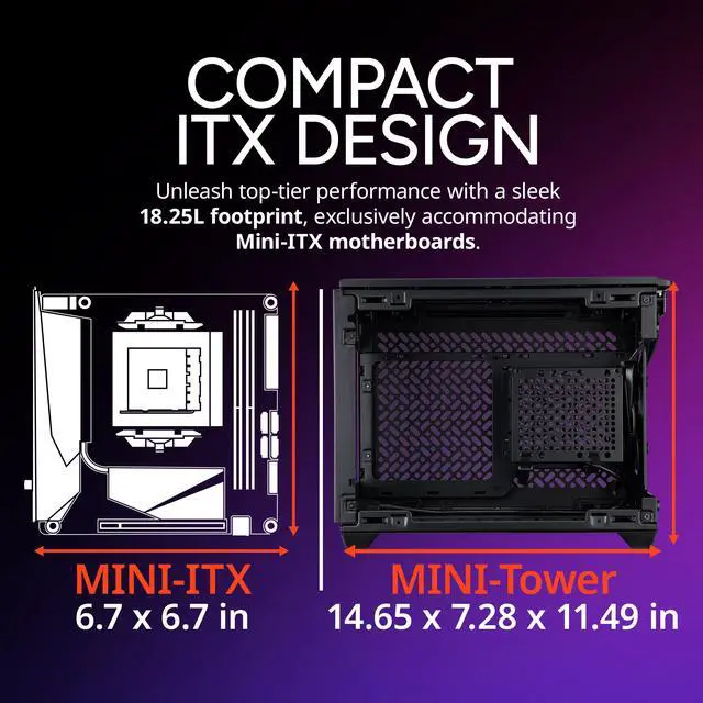 Alt view image 7 of 14 - Cooler Master NR200P V3 Mini-ITX PC Case, Top-Mount 240mm|280mm AIO, PCIe 5.0 Riser, 356mm Vertical GPU Mount, SFX PSU 130mm, Compatible RTX 5090|RX 7090 XT, Aluminum Panels, USB Type-C, DIY