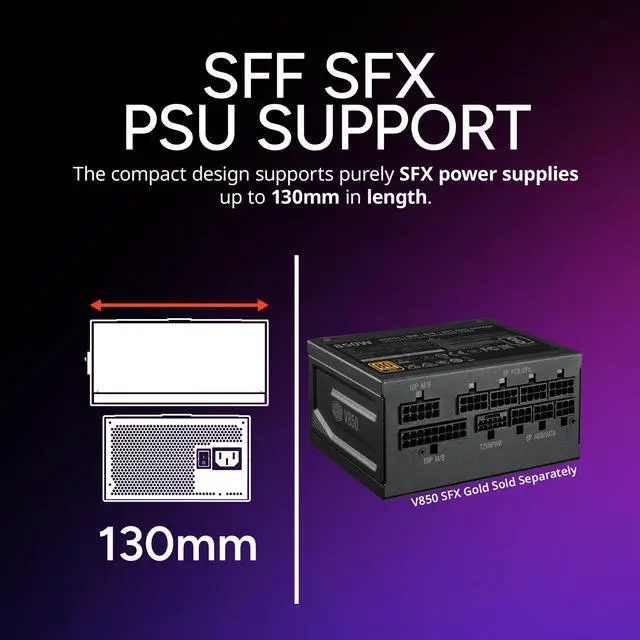 Alt view image 8 of 14 - Cooler Master NR200P V3 Mini-ITX PC Case, Top-Mount 240mm|280mm AIO, PCIe 5.0 Riser, 356mm Vertical GPU Mount, SFX PSU 130mm, Compatible RTX 5090|RX 7090 XT, Aluminum Panels, USB Type-C, DIY