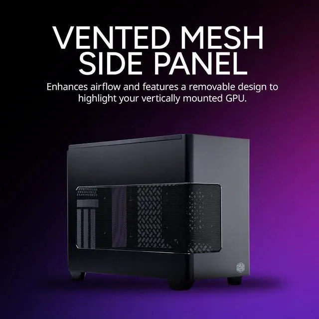 Alt view image 3 of 14 - Cooler Master NR200P V3 Mini-ITX PC Case, Top-Mount 240mm|280mm AIO, PCIe 5.0 Riser, 356mm Vertical GPU Mount, SFX PSU 130mm, Compatible RTX 5090|RX 7090 XT, Aluminum Panels, USB Type-C, DIY