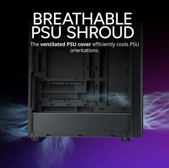 Alt view image 9 of 13 - Cooler Master Elite 502 ATX High Airflow Minimalist PC Case, 410mm GPU Max, Compatible RTX 5090|RX 7090 XT, 360mm AIO Max, Type C, Tempered Glass, Triple 120mm aRGB PWM Fan, Intakes Grill