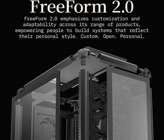 Alt view image 6 of 15 - Cooler Master MasterFrame 500 Mesh Black FreeForm 2.0 Modular Platform Open-Air ATX Mid-Tower Case, Aluminum Frame, Dual 200mm Fans, 390mm GPU Max, 360mm AIO Max, Type C, Tempered Glass