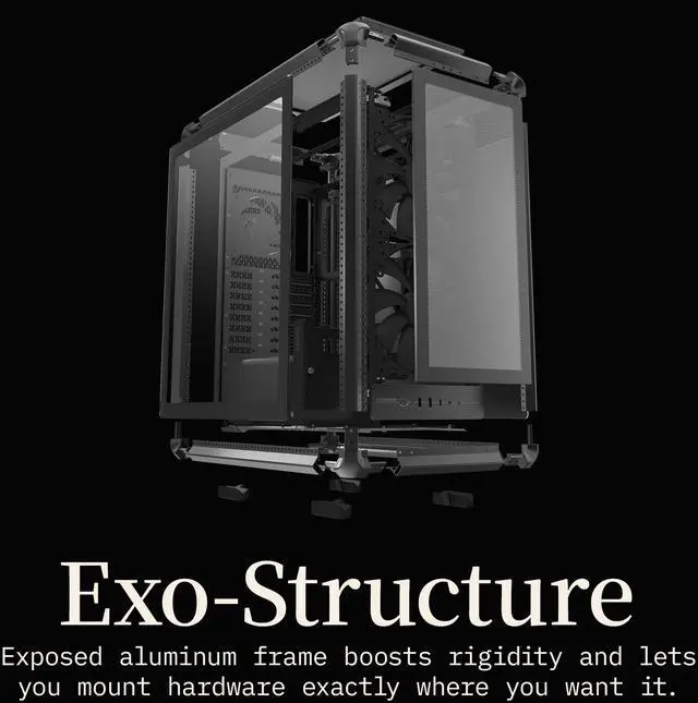 Alt view image 7 of 15 - Cooler Master MasterFrame 500 Mesh Black FreeForm 2.0 Modular Platform Open-Air ATX Mid-Tower Case, Aluminum Frame, Dual 200mm Fans, 390mm GPU Max, 360mm AIO Max, Type C, Tempered Glass