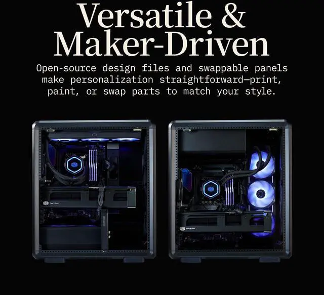 Alt view image 8 of 15 - Cooler Master MasterFrame 500 Mesh Black FreeForm 2.0 Modular Platform Open-Air ATX Mid-Tower Case, Aluminum Frame, Dual 200mm Fans, 390mm GPU Max, 360mm AIO Max, Type C, Tempered Glass