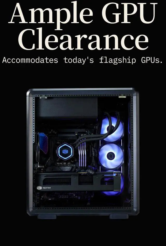 Alt view image 11 of 15 - Cooler Master MasterFrame 500 Mesh Black FreeForm 2.0 Modular Platform Open-Air ATX Mid-Tower Case, Aluminum Frame, Dual 200mm Fans, 390mm GPU Max, 360mm AIO Max, Type C, Tempered Glass