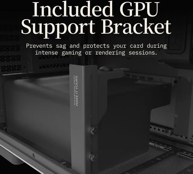 Alt view image 13 of 15 - Cooler Master MasterFrame 500 Mesh Black FreeForm 2.0 Modular Platform Open-Air ATX Mid-Tower Case, Aluminum Frame, Dual 200mm Fans, 390mm GPU Max, 360mm AIO Max, Type C, Tempered Glass
