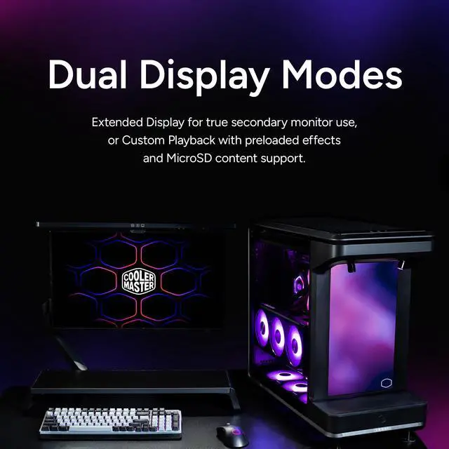 Alt view image 9 of 12 - Cooler Master MasterFrame 360 Stage LCD Open-Frame ATX PC Case, Front LCD Display, 430mm GPU Max, 360mm Radiator Support, Supports Up to 12 x120mm Fans, PCIe 5.0 Riser, USB4 Type-C, Vertical GPU Mount