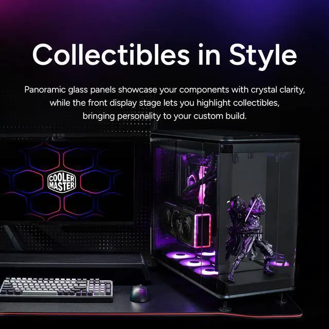 Alt view image 9 of 12 - Cooler Master MasterFrame 360 Panorama Open-Frame ATX PC Case, 3-Side Panoramic Tempered Glass, 430mm GPU Max, 360mm Radiator Support, PCIe 5.0, Supports Up to 12 x 120mm Fans, USB4 Type-C