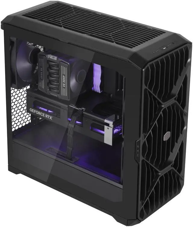 Alt view image 2 of 8 - Cooler Master HAF II 500 ATX PC Case, High Airflow Dual 220mm + 180mm Fans, 430mm Graphics Cards Support, 360mm AIO Support, ATX Motherboards, 4 Dual-Slot GPUs, Dedicated GPU Airflow, AI Workstation