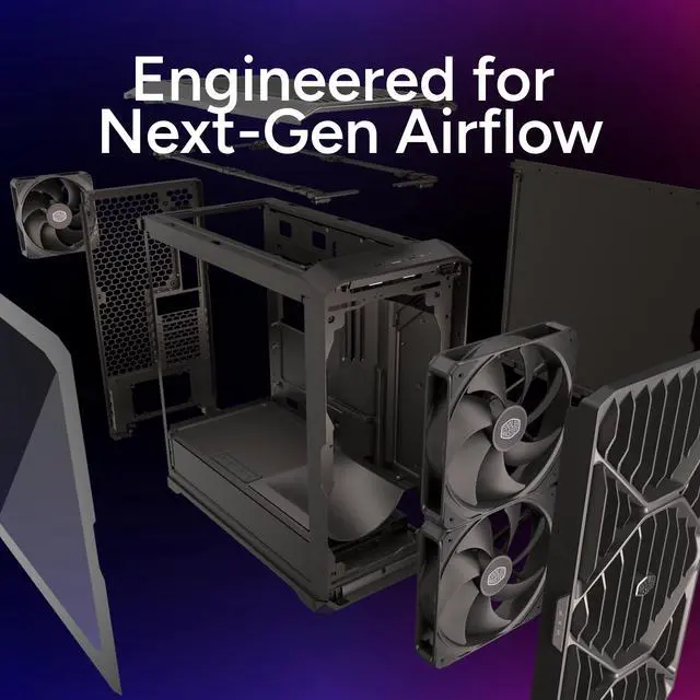 Alt view image 3 of 8 - Cooler Master HAF II 500 ATX PC Case, High Airflow Dual 220mm + 180mm Fans, 430mm Graphics Cards Support, 360mm AIO Support, ATX Motherboards, 4 Dual-Slot GPUs, Dedicated GPU Airflow, AI Workstation