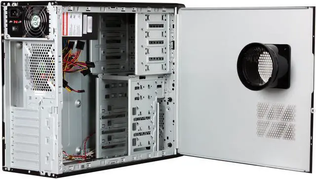 Alt view image 5 of 9 - HEC 6C28BBX585 Black Steel ATX Mid Tower Computer Case 585W Power Supply