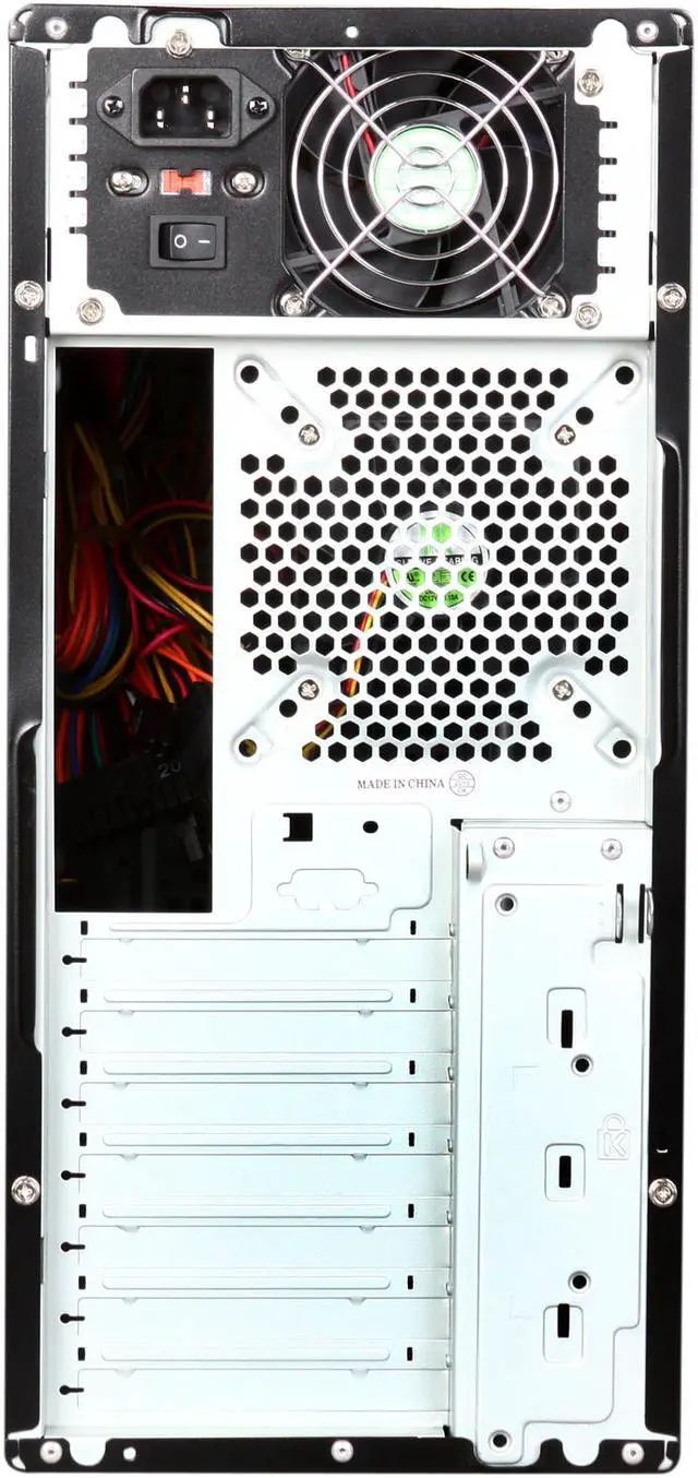 Alt view image 8 of 9 - HEC 6C28BBX585 Black Steel ATX Mid Tower Computer Case 585W Power Supply