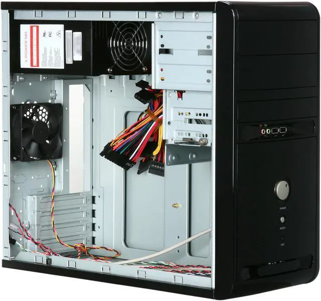 Alt view image 7 of 9 - HEC 6K28BBX585 Black 0.8mm SECC Steel Micro ATX Mini Tower Computer Case 585W Power Supply