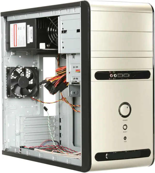 Alt view image 7 of 9 - HEC 6K28BSX585 Black / Silver 0.8mm SECC Steel Micro ATX Mini Tower Computer Case 585W Power Supply