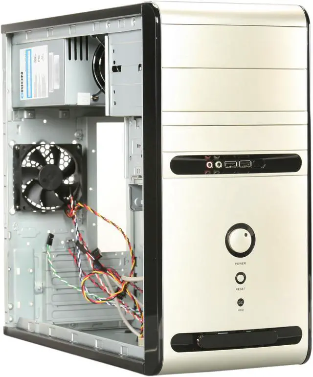 Alt view image 7 of 9 - HEC 6K28BSOH48D Black / Silver 0.8mm SECC Steel Micro ATX Mini Tower Computer Case 485W Power Supply