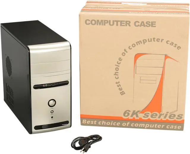 Alt view image 9 of 9 - HEC 6K28BSOH48D Black / Silver 0.8mm SECC Steel Micro ATX Mini Tower Computer Case 485W Power Supply