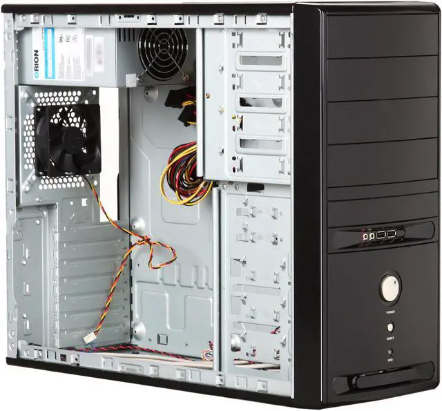 Alt view image 7 of 9 - HEC 6C28BBOH48D Black 0.8mm SECC Steel ATX Mid Tower Computer Case 485W Power Supply