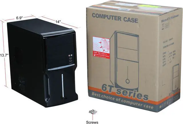 Alt view image 11 of 11 - HEC 6T Series 6T18BB Black 0.6mm SECC Micro ATX Mini Tower Computer Case